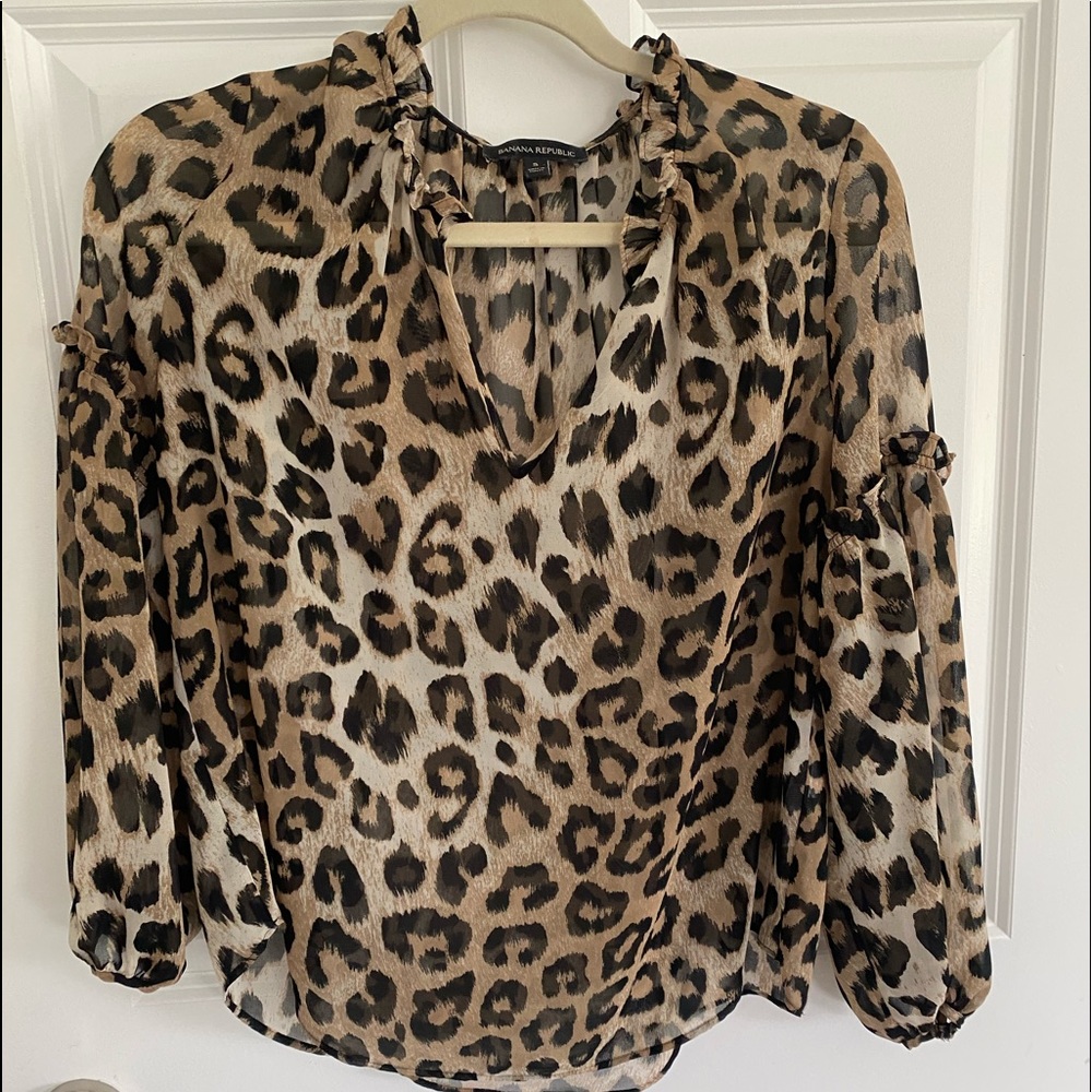 Leopard print sheer top